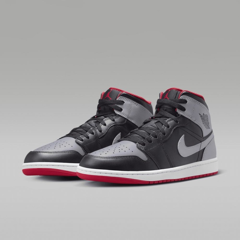 Nike Air Jordan 1 Mid Schoenen Heren Grijs Zwart Nederland | 345820-JUS