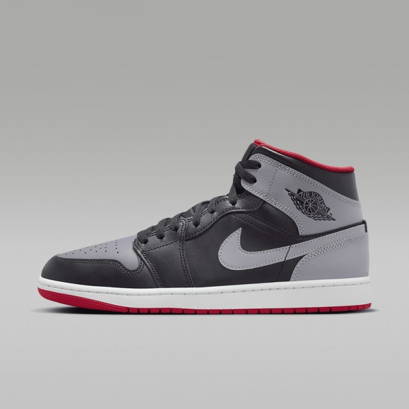 Nike Air Jordan 1 Mid Schoenen Heren Grijs Zwart Nederland | 345820-JUS
