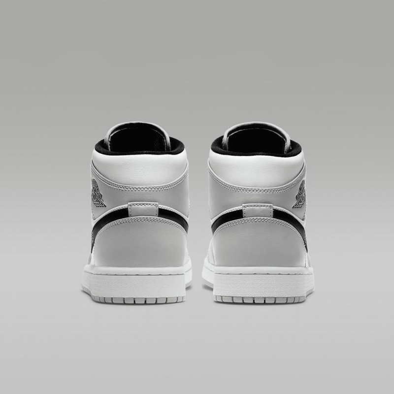 Nike Air Jordan 1 Mid Schoenen Heren Lichtgrijs Wit Zwart Nederland | 983120-EXY