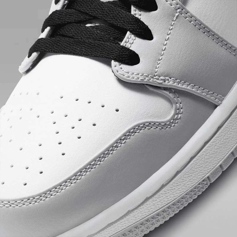 Nike Air Jordan 1 Mid Schoenen Heren Lichtgrijs Wit Zwart Nederland | 983120-EXY