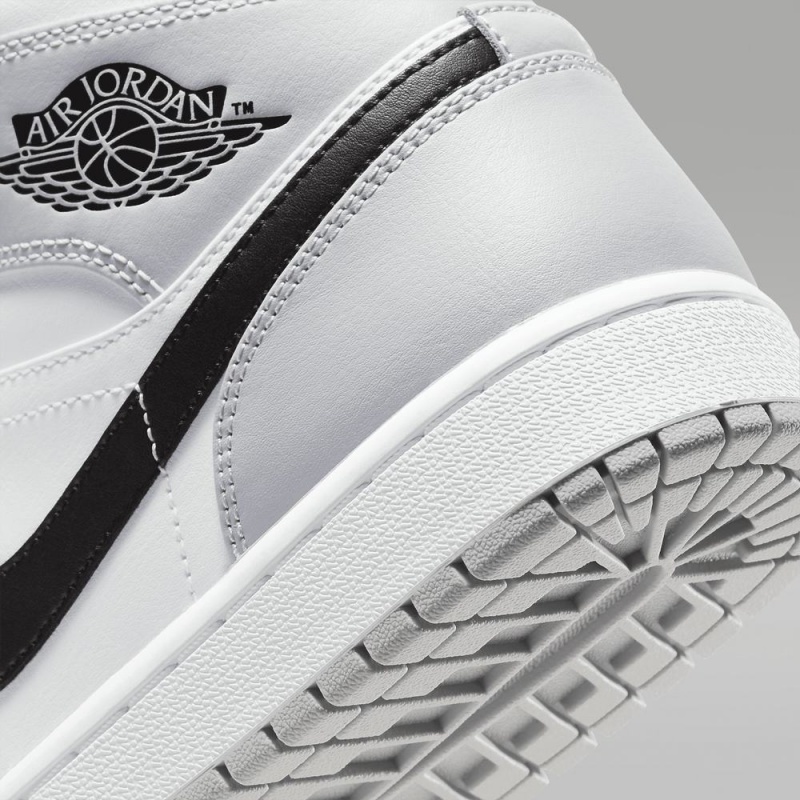 Nike Air Jordan 1 Mid Schoenen Heren Lichtgrijs Wit Zwart Nederland | 983120-EXY