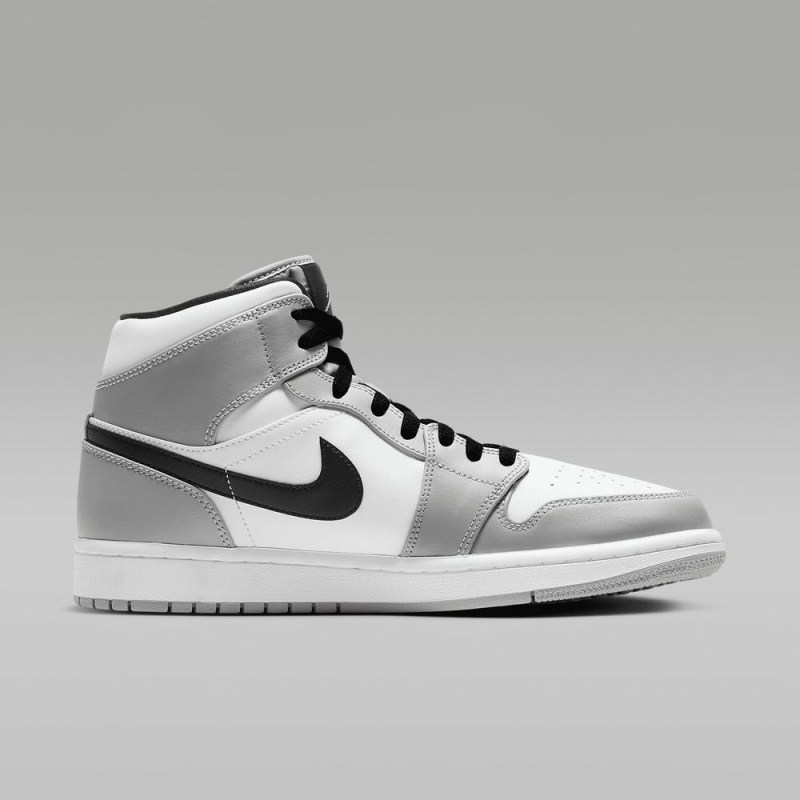 Nike Air Jordan 1 Mid Schoenen Heren Lichtgrijs Wit Zwart Nederland | 983120-EXY