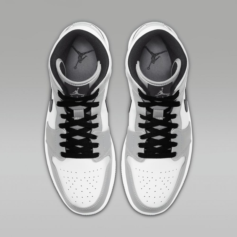Nike Air Jordan 1 Mid Schoenen Heren Lichtgrijs Wit Zwart Nederland | 983120-EXY