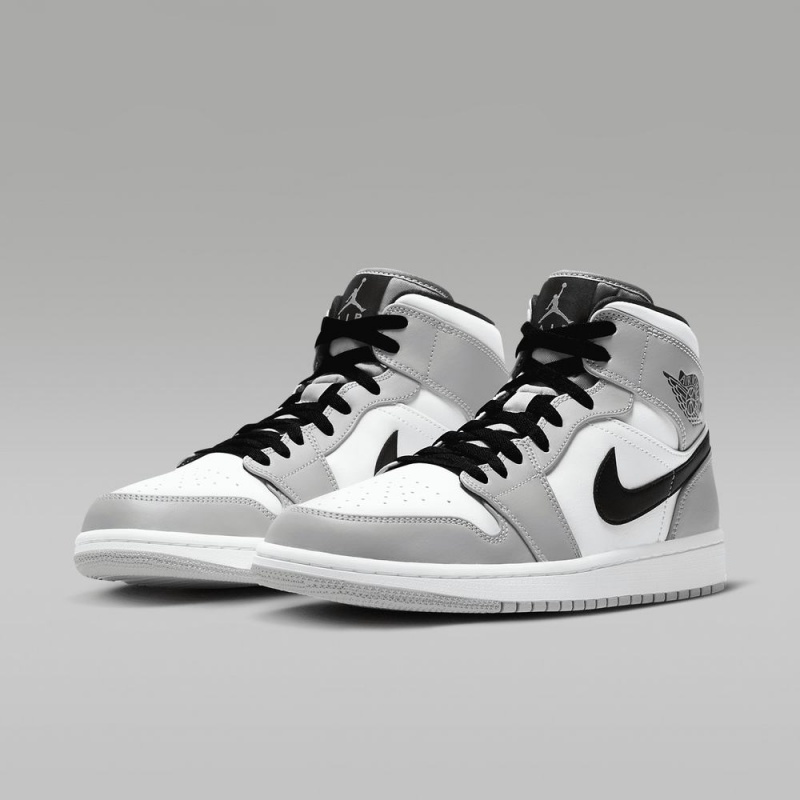 Nike Air Jordan 1 Mid Schoenen Heren Lichtgrijs Wit Zwart Nederland | 983120-EXY
