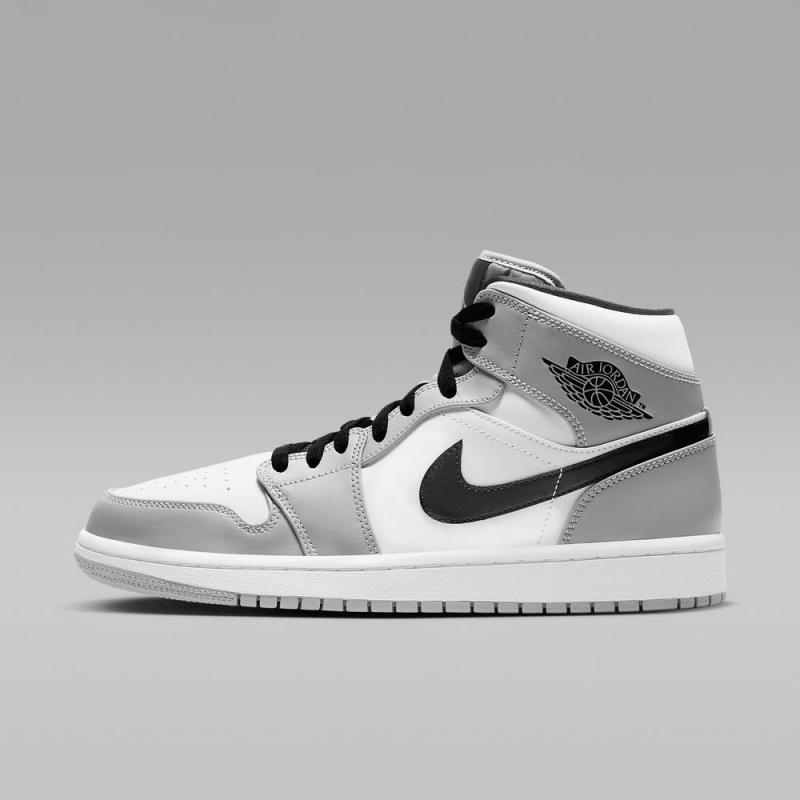 Nike Air Jordan 1 Mid Schoenen Heren Lichtgrijs Wit Zwart Nederland | 983120-EXY