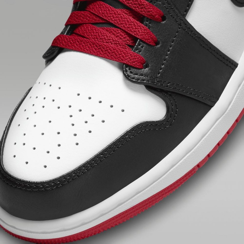 Nike Air Jordan 1 Mid Schoenen Heren Rood Wit Zwart Nederland | 586214-NBO