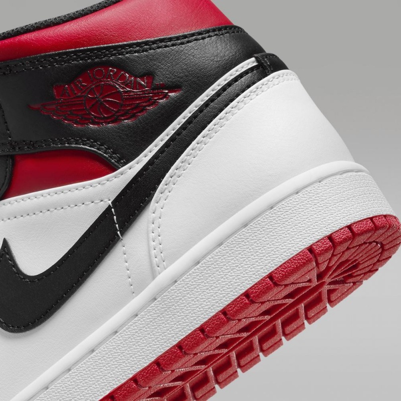 Nike Air Jordan 1 Mid Schoenen Heren Rood Wit Zwart Nederland | 586214-NBO