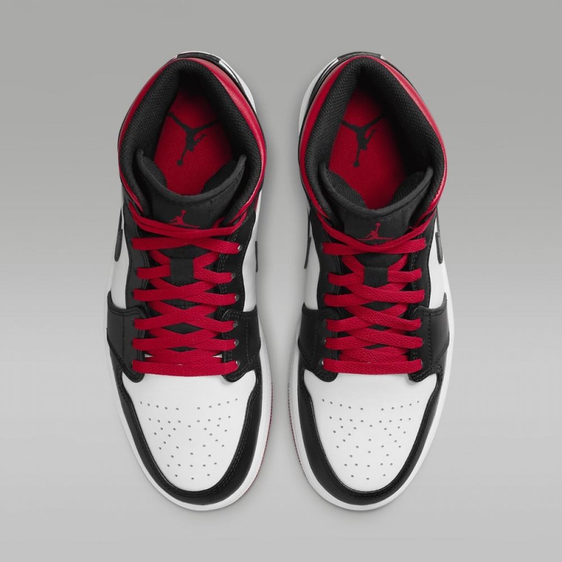Nike Air Jordan 1 Mid Schoenen Heren Rood Wit Zwart Nederland | 586214-NBO