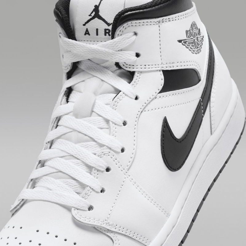 Nike Air Jordan 1 Mid Schoenen Heren Wit Zwart Nederland | 687953-YPF