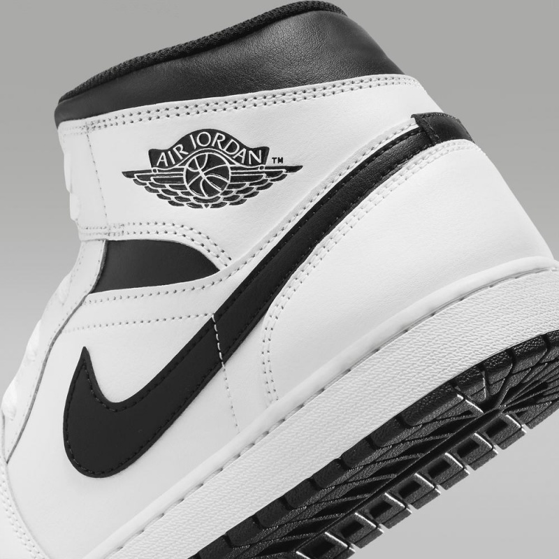 Nike Air Jordan 1 Mid Schoenen Heren Wit Zwart Nederland | 687953-YPF