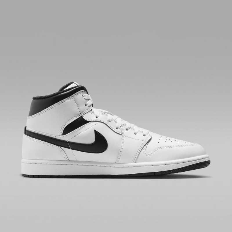 Nike Air Jordan 1 Mid Schoenen Heren Wit Zwart Nederland | 687953-YPF