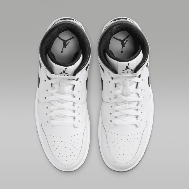 Nike Air Jordan 1 Mid Schoenen Heren Wit Zwart Nederland | 687953-YPF