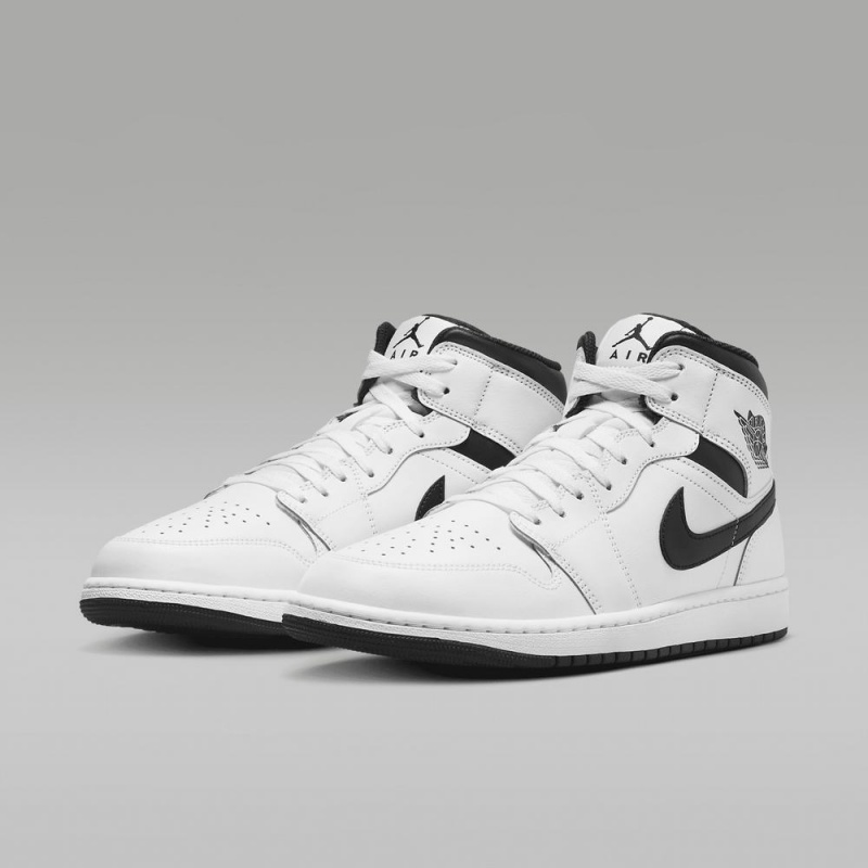 Nike Air Jordan 1 Mid Schoenen Heren Wit Zwart Nederland | 687953-YPF