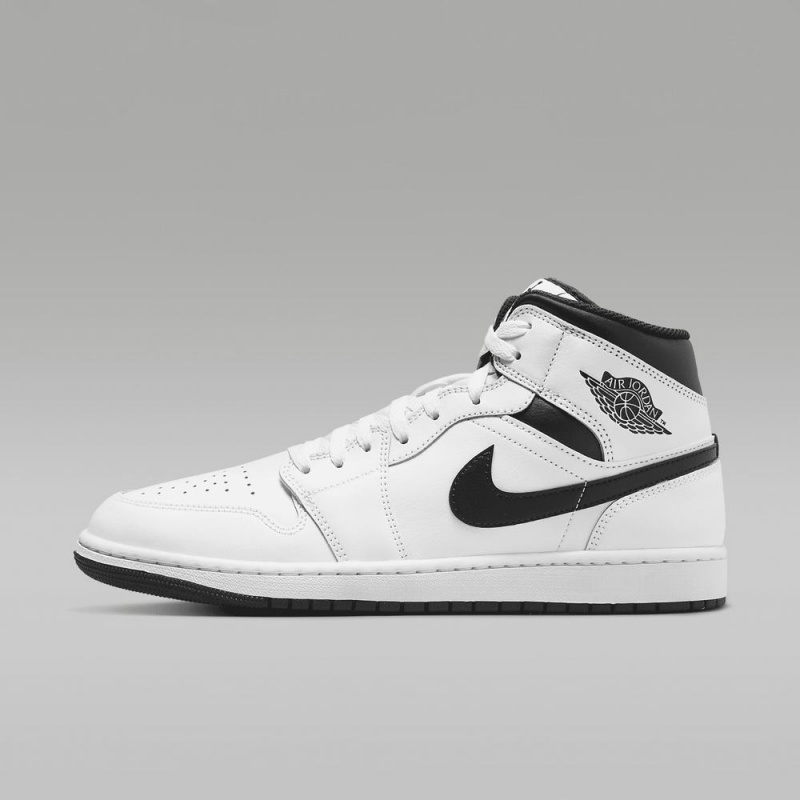 Nike Air Jordan 1 Mid Schoenen Heren Wit Zwart Nederland | 687953-YPF