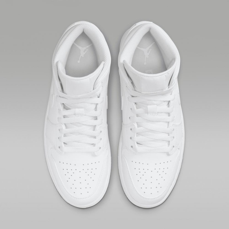 Nike Air Jordan 1 Mid Schoenen Heren Wit Nederland | 297501-NQC