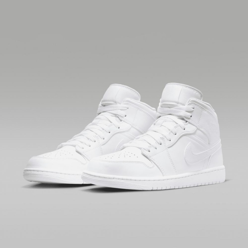 Nike Air Jordan 1 Mid Schoenen Heren Wit Nederland | 297501-NQC