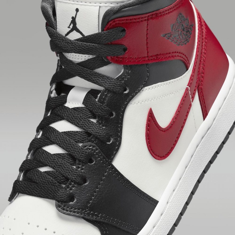 Nike Air Jordan 1 Mid Schoenen Heren Wit Rood Nederland | 845310-RPC