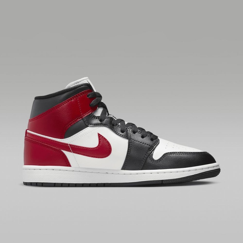 Nike Air Jordan 1 Mid Schoenen Heren Wit Rood Nederland | 845310-RPC