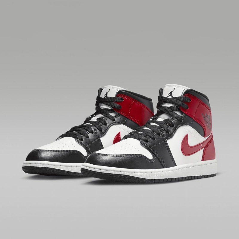 Nike Air Jordan 1 Mid Schoenen Heren Wit Rood Nederland | 845310-RPC