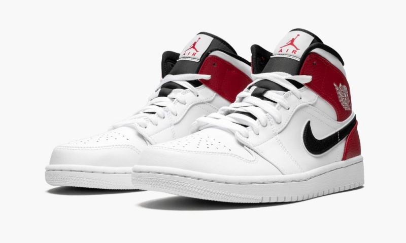 Nike Air Jordan 1 Mid Schoenen Heren Wit Zwart Rood Nederland | 640713-CEY