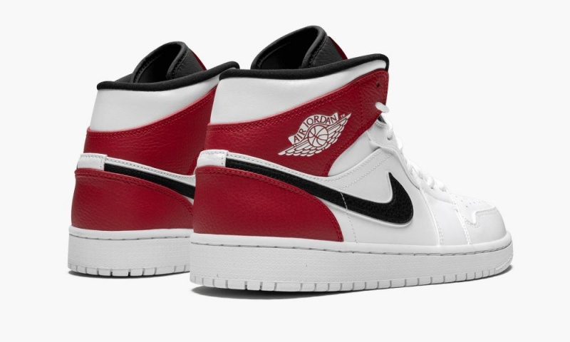 Nike Air Jordan 1 Mid Schoenen Heren Wit Zwart Rood Nederland | 640713-CEY