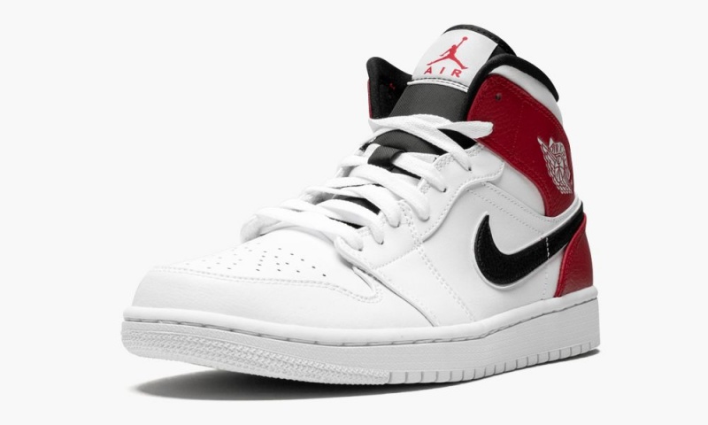 Nike Air Jordan 1 Mid Schoenen Heren Wit Zwart Rood Nederland | 640713-CEY