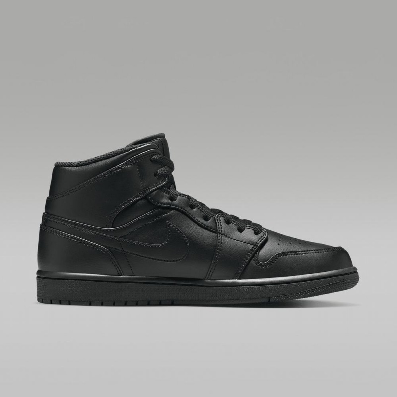 Nike Air Jordan 1 Mid Schoenen Heren Zwart Nederland | 459370-AFM