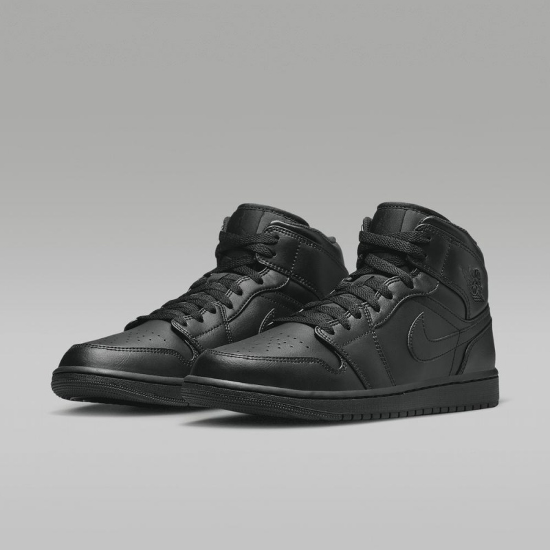 Nike Air Jordan 1 Mid Schoenen Heren Zwart Nederland | 459370-AFM