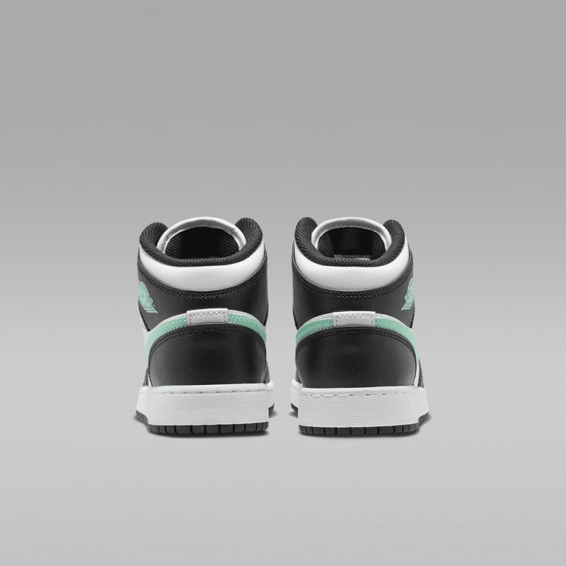 Nike Air Jordan 1 Mid Schoenen Kinderen Zwart Wit Groen Nederland | 657801-YUF