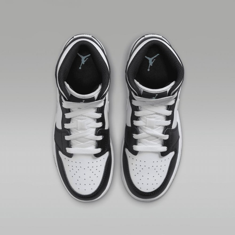 Nike Air Jordan 1 Mid Schoenen Kinderen Zwart Wit Groen Nederland | 657801-YUF