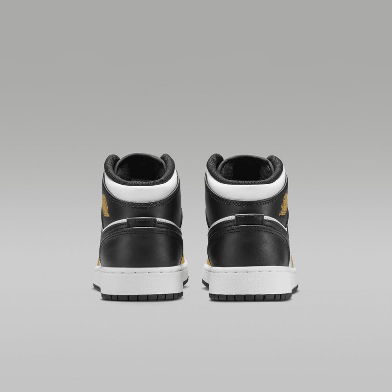 Nike Air Jordan 1 Mid Schoenen Kinderen Geel Zwart Wit Nederland | 368791-FZJ