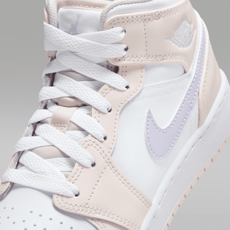 Nike Air Jordan 1 Mid Schoenen Kinderen Wit Roze Nederland | 783216-ONX