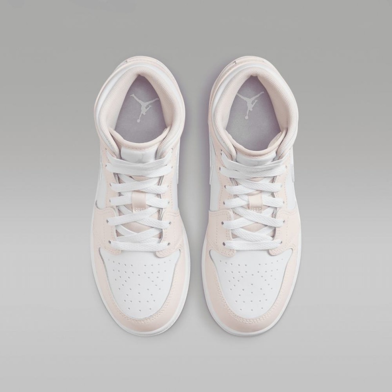 Nike Air Jordan 1 Mid Schoenen Kinderen Wit Roze Nederland | 783216-ONX