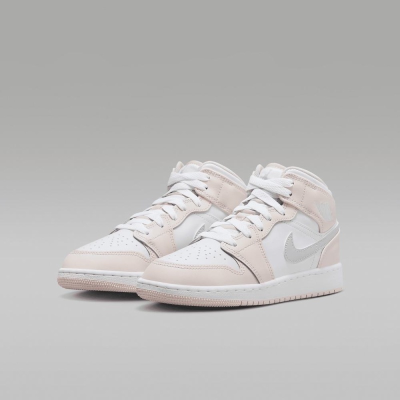 Nike Air Jordan 1 Mid Schoenen Kinderen Wit Roze Nederland | 783216-ONX
