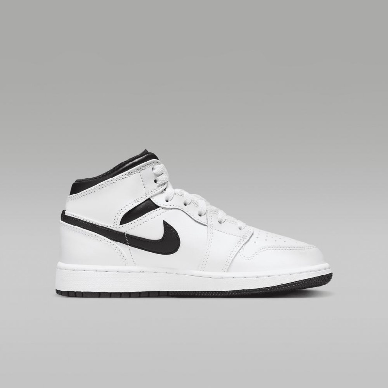 Nike Air Jordan 1 Mid Schoenen Kinderen Wit Zwart Nederland | 947581-HVI