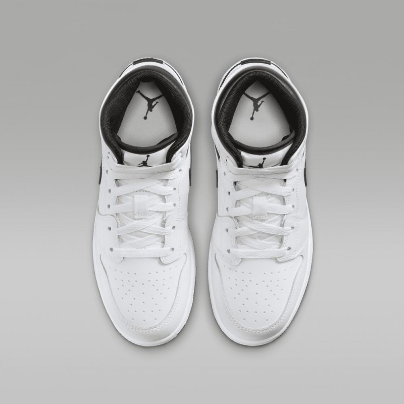 Nike Air Jordan 1 Mid Schoenen Kinderen Wit Zwart Nederland | 947581-HVI