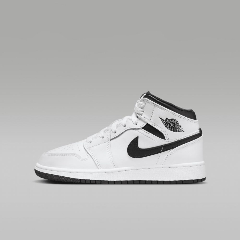 Nike Air Jordan 1 Mid Schoenen Kinderen Wit Zwart Nederland | 947581-HVI