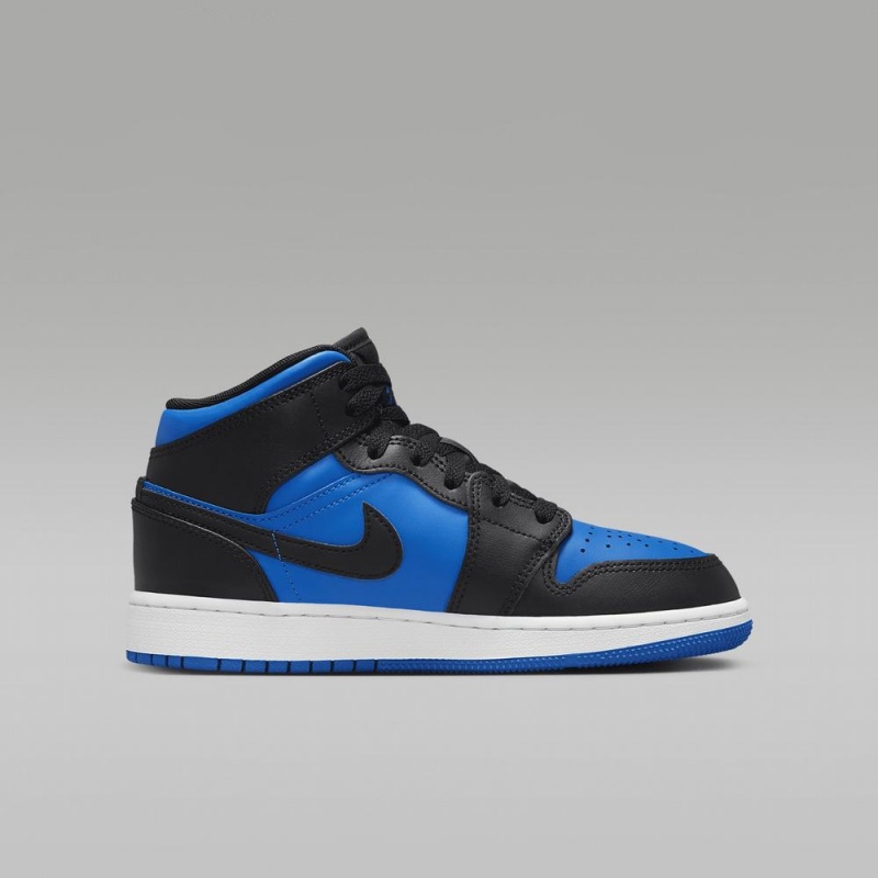 Nike Air Jordan 1 Mid Schoenen Kinderen Blauw Zwart Nederland | 709325-PUI