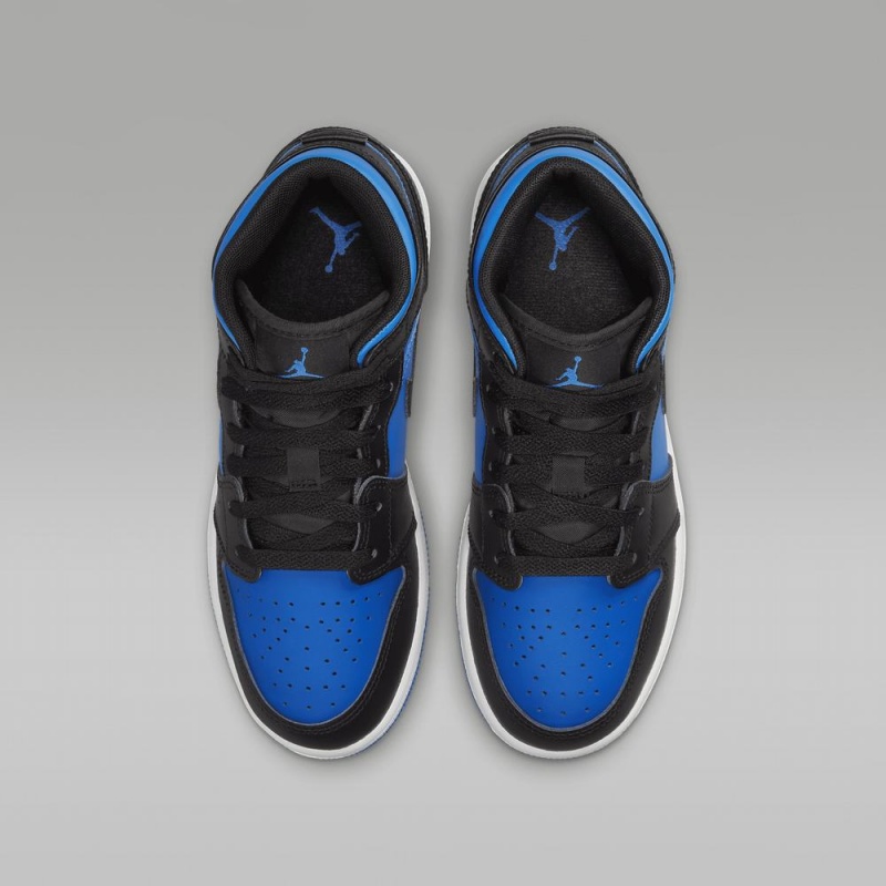 Nike Air Jordan 1 Mid Schoenen Kinderen Blauw Zwart Nederland | 709325-PUI