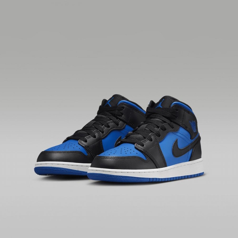 Nike Air Jordan 1 Mid Schoenen Kinderen Blauw Zwart Nederland | 709325-PUI