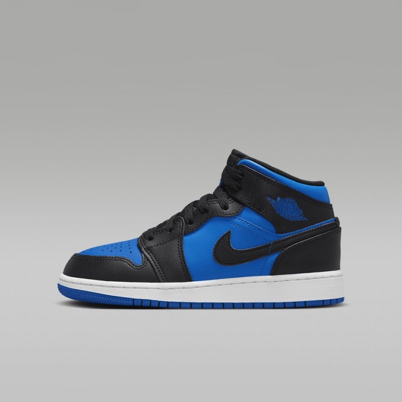 Nike Air Jordan 1 Mid Schoenen Kinderen Blauw Zwart Nederland | 709325-PUI