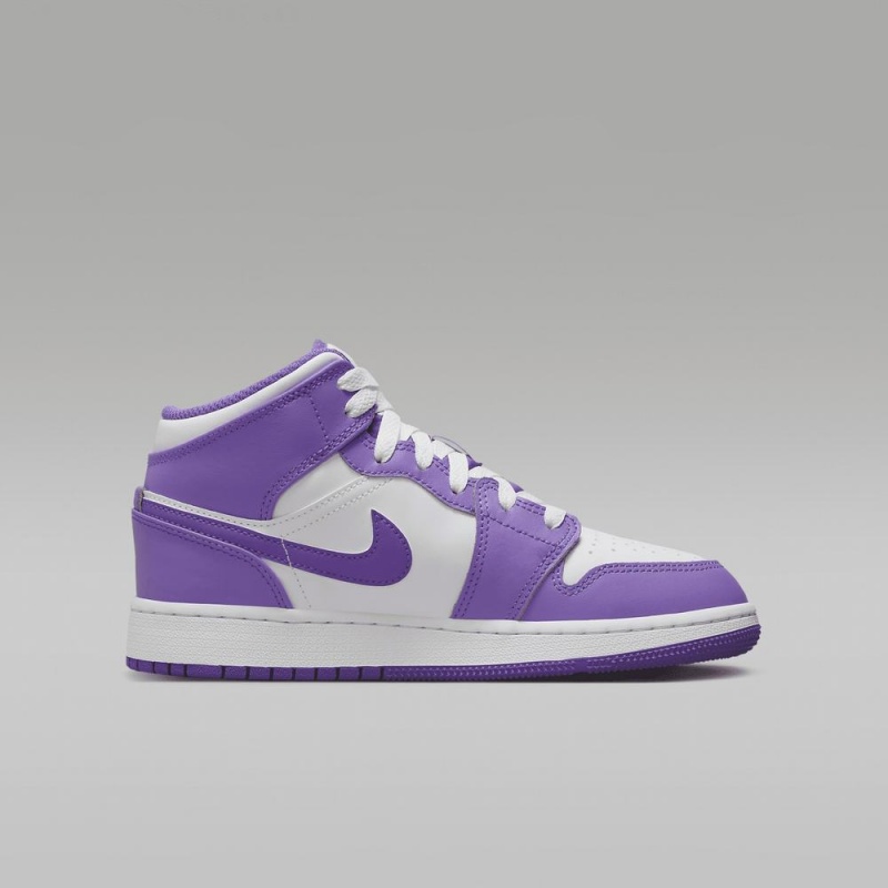 Nike Air Jordan 1 Mid Schoenen Kinderen Paars Wit Nederland | 740925-DIO