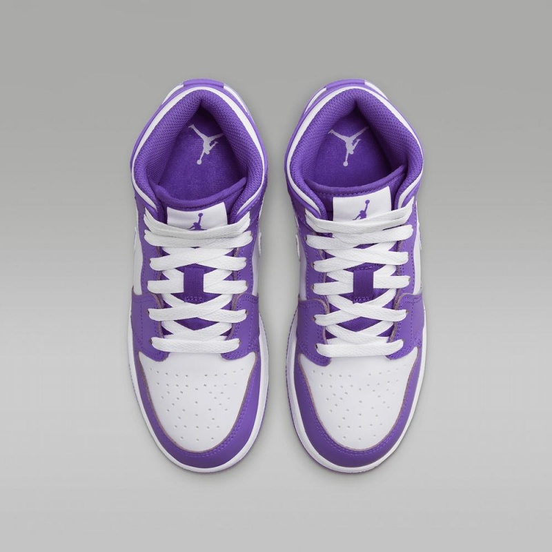 Nike Air Jordan 1 Mid Schoenen Kinderen Paars Wit Nederland | 740925-DIO