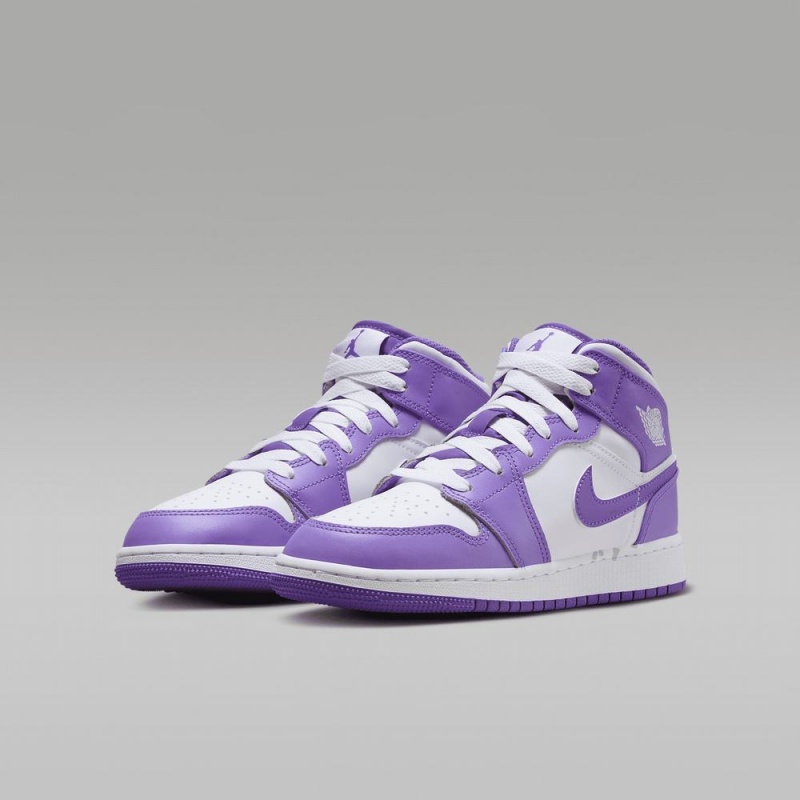 Nike Air Jordan 1 Mid Schoenen Kinderen Paars Wit Nederland | 740925-DIO