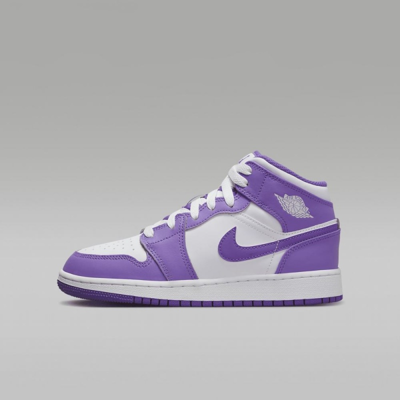 Nike Air Jordan 1 Mid Schoenen Kinderen Paars Wit Nederland | 740925-DIO