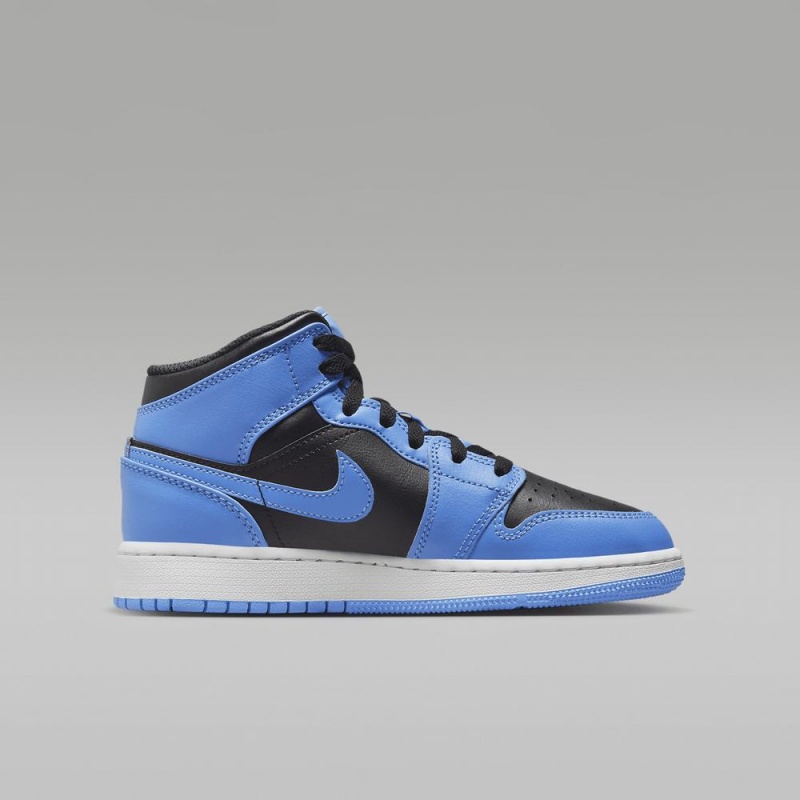 Nike Air Jordan 1 Mid Schoenen Kinderen Blauw Zwart Nederland | 723501-QSW