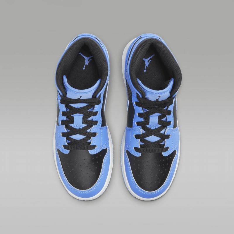 Nike Air Jordan 1 Mid Schoenen Kinderen Blauw Zwart Nederland | 723501-QSW