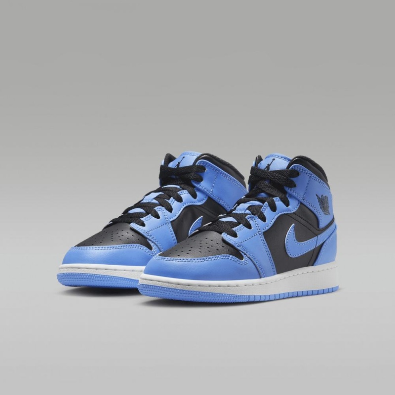 Nike Air Jordan 1 Mid Schoenen Kinderen Blauw Zwart Nederland | 723501-QSW