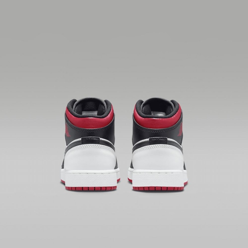 Nike Air Jordan 1 Mid Schoenen Kinderen Rood Zwart Wit Nederland | 813502-YMW