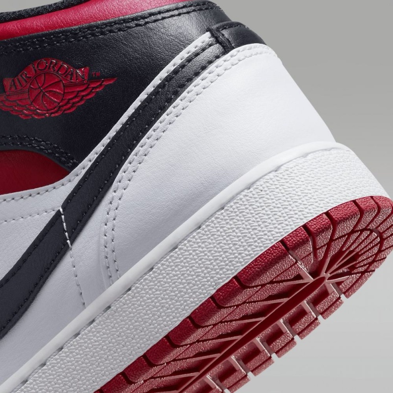 Nike Air Jordan 1 Mid Schoenen Kinderen Rood Zwart Wit Nederland | 813502-YMW